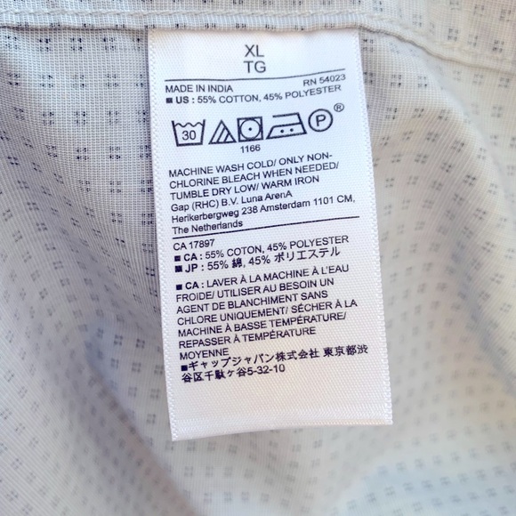 Banana Republic Shirt Men’s XL Slim Fit Casual Micro Dot Print Gray Cotton Blend - Picture 6 of 6